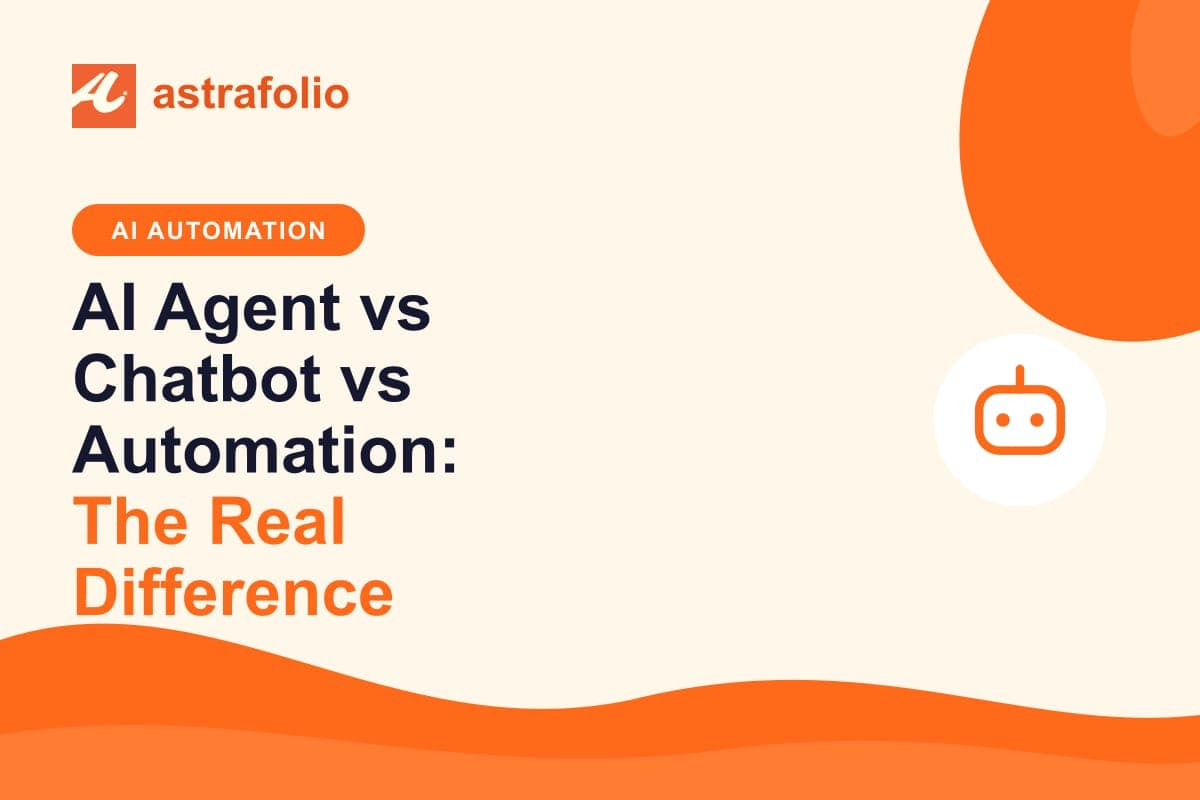 Cover for the article: AI Agent vs Chatbot vs Automation: The Real Difference